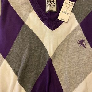 Brand new Men brand new cotton argyle purple extra large sweater.